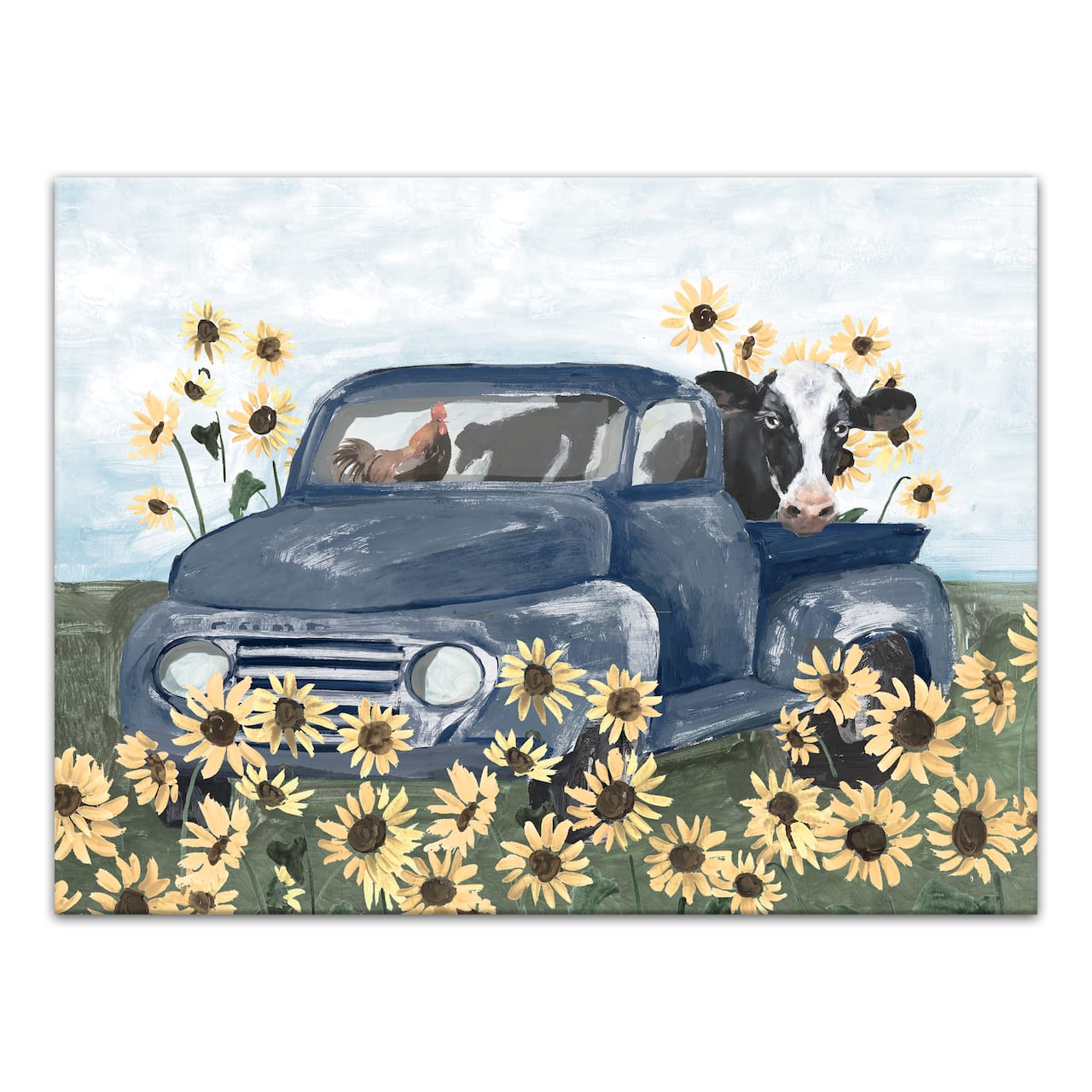 Farmhouse Animals in Truck 40" x 30" Canvas Wall Art